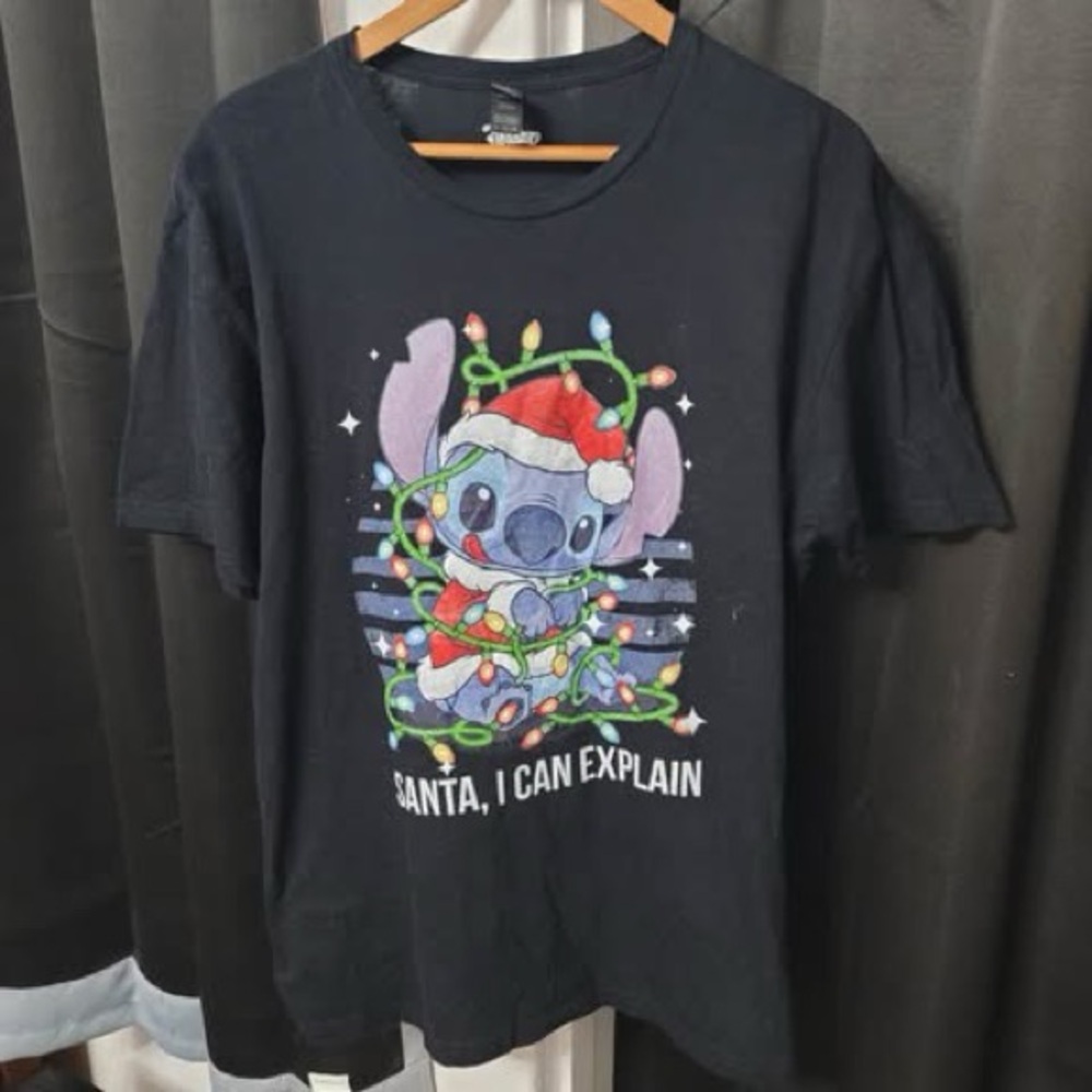 Disney Black Stitch Santa Lights Graphic Tee